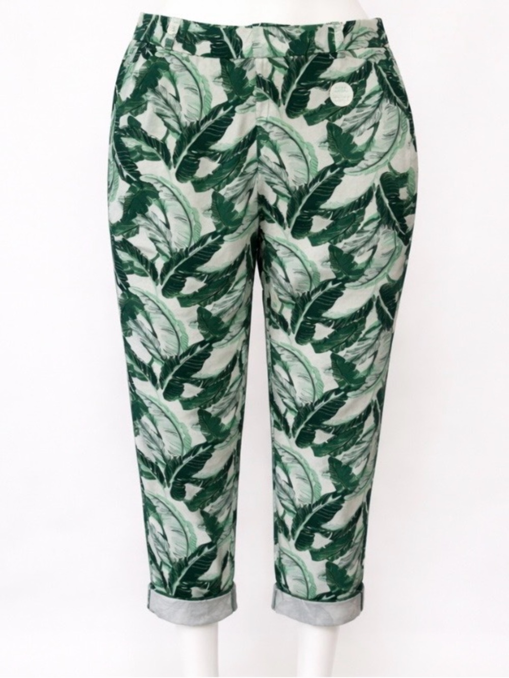 Old Navy Spring Cropped Pants Tropical Leaf Size 16 Casual Vacation Travel NWT